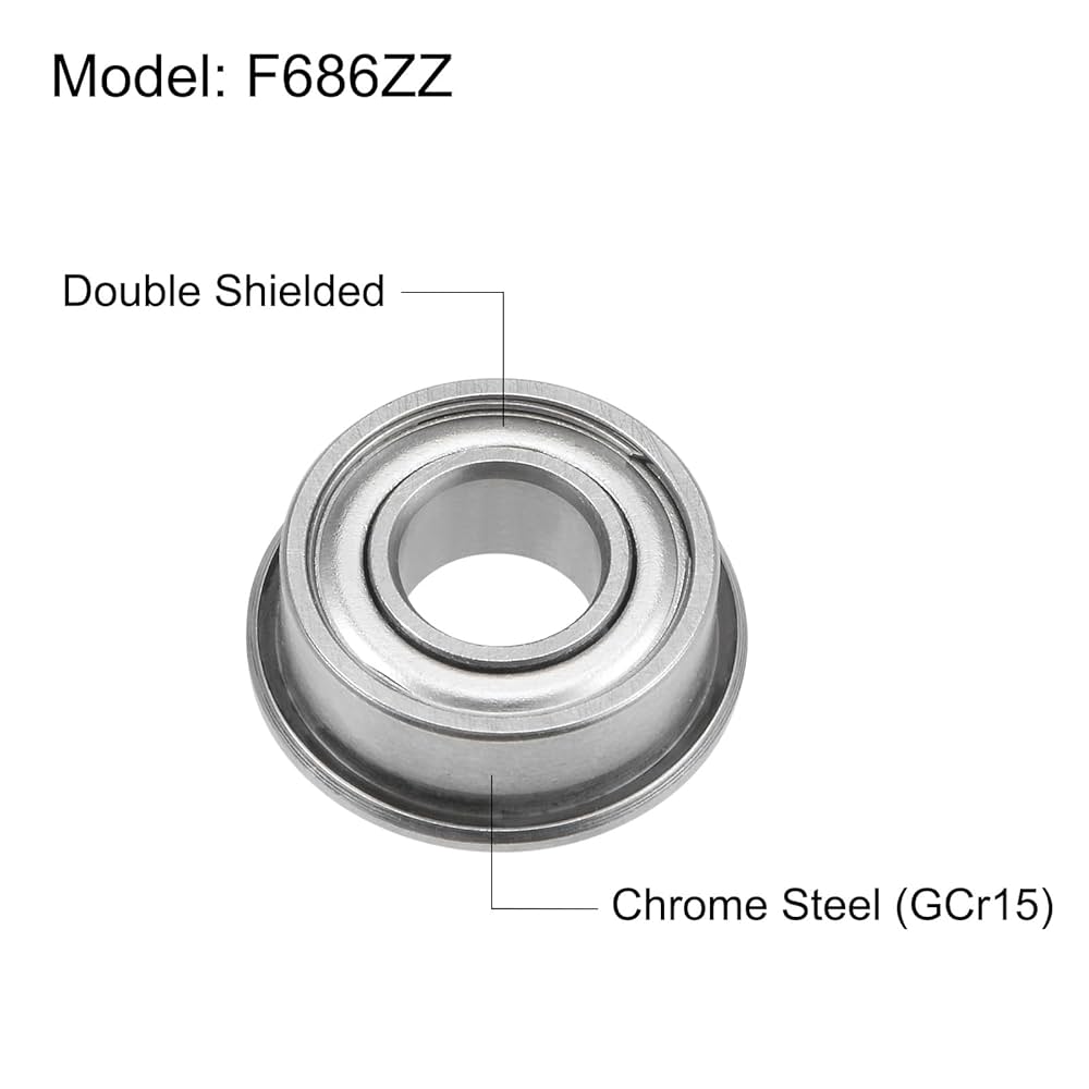 uxcell フランジ付きボールベアリング F626ZZ ダブルメタルシールド Amazon | uxcell F686ZZ フランジボールベアリング フランジ玉